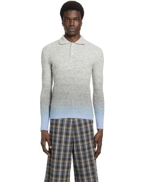 ERL Thin Gradient Knit Polo - Grey