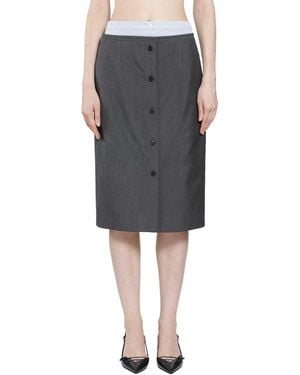 Prada Layered Wool Skirt - Grey