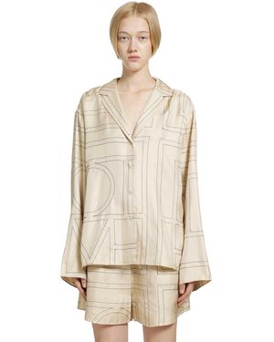 TOTEME Monogram Silk Pj Shirt - Natural