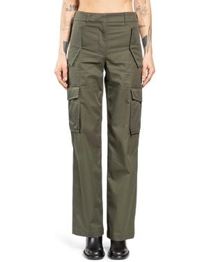 Burberry Check Trim Gabardine Cargo Pants - Green