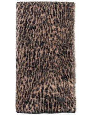Saint Laurent Sciarpa A Stampa Leopardata - Brown