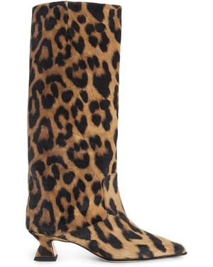 Miista Effie Animal Print Tall Boots - Brown