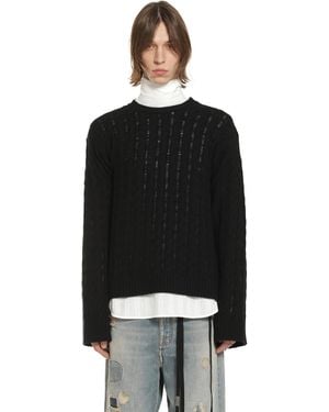 Ann Demeulemeester Tristan Cable Knit Ladder Stich Crewneck Jumper - Black