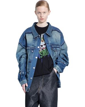 Junya Watanabe Giacca Di Jeans Tagliata - Blue