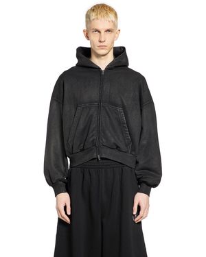 Balenciaga Cropped Zip-Up Hoodie - Black