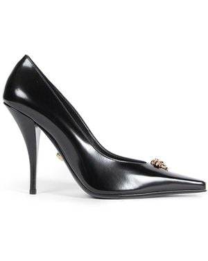 Versace Brushed Calfskin Heeled Shoes - Black