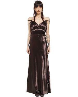 Miu Miu Long Satin Dress - Brown