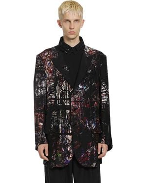 Yohji Yamamoto Stained Glass Printed Message Blazer - Black