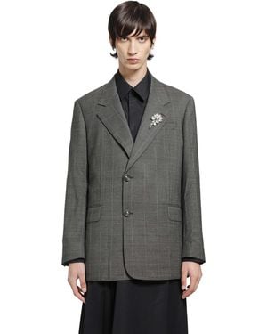 Simone Rocha Notch Lapel Blazer With Embroidery - Grey