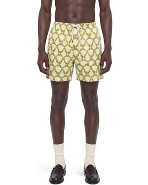 Laneus Lightweight Viscose Graphic Print Shorts - Yellow