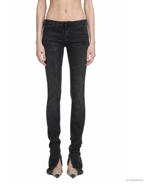 Gucci Fitted Stretch Cotton Denim Trousers - Black
