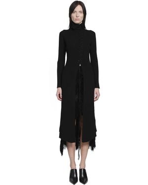 YA YI Braided Wool Dress - Black