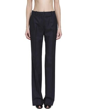 Tom Ford Corded Chalk Stripe Wool Pants - Blue