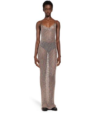 Laneus Vestito Lungo All'Uncinetto Traforato - Brown