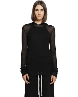 Rick Owens Tower Hooded Ls T - Black
