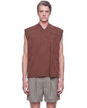 Hed Mayner V-Neck Logo Gilet - Red