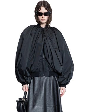ジャケット BALENCIAGA DRAPED BOMBER JACKET IN TECHNICAL MICRO FAILLE Balenciaga Draped black bomber jacket in technical micro