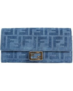 Fendi Denim Flock Ff Chain Continetn - Blue