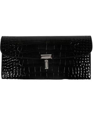 TOTEME T-Lock Croco-Embossed Wallet - Black