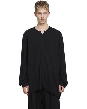Ziggy Chen V-Neck Long Sleeve T-Shirt - Black