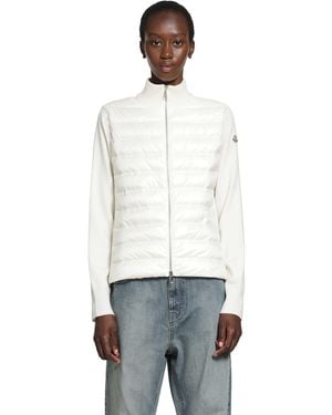 Moncler Padded Wool Zip-Up Cardigan - White