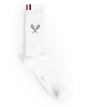 Thom Browne Tennis Racquet Athletic Socks - White