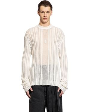Ann Demeulemeester Brushed Cotton Cashmere Silk Knit - Natural