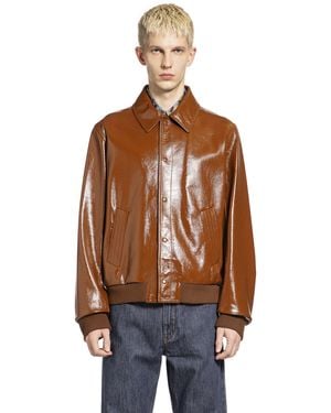 Fendi Lacquered Leather Jacket - Brown