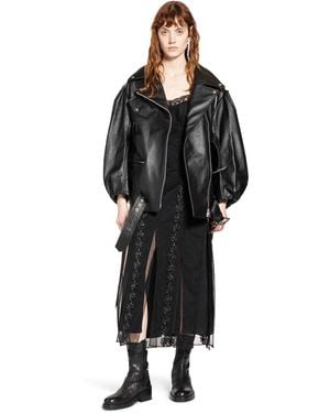 Simone Rocha Layered Ribbon Daisy Chain Multi Slit Dress - Black