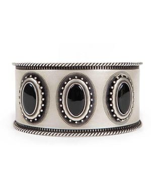 Ann Demeulemeester Luba Small Cabochon Engraved Cuff Bracelet - Gray