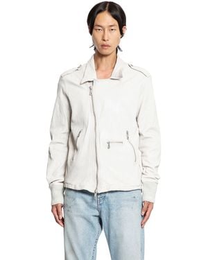 Giorgio Brato Crinkled Faux Leather Biker Jacket - White