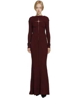 Daisy London Slubbed Rib Dress With Frayed Edges - Red