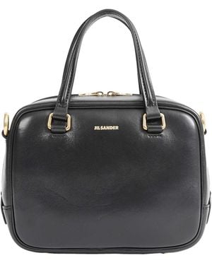 Jil Sander Vision Small Leather Top Handle Bag - Black