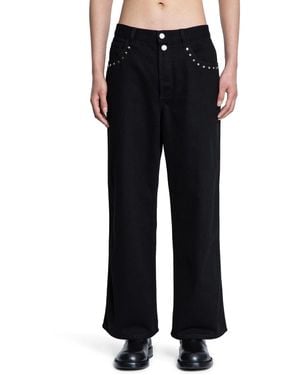 McQueen Cropped Stud 5 Pocket Jeans - Black