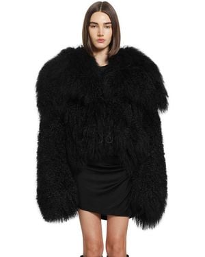 The Attico Shearling Bomber - Black