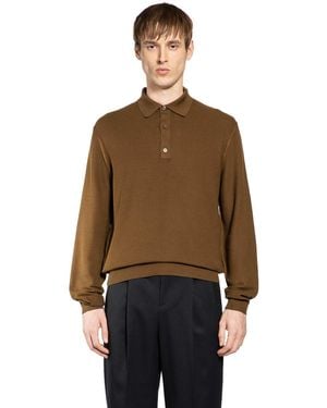 Tom Ford Cotton Silk Knit Polo Shirt - Brown