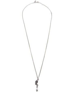 Emanuele Bicocchi Rose And Skull Pendant Necklace - Metallic