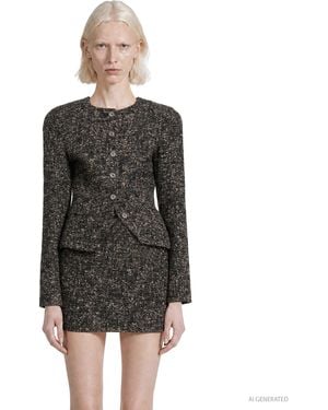 Magda Butrym Fitted Bouclé Peplum Blazer - Black