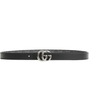 Gucci Reversible Gg Marmont Thin Belt - Black