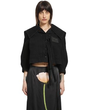 Simone Rocha Cropped Sailor Collar Workwear Jacket - Black