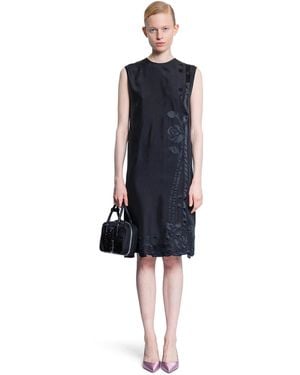 Prada Habotai Embroidery Dress - Blue