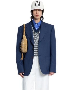 Valentino Wool Gabardine Blazer - Blue