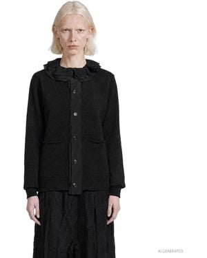 Aleksandr Manamïs Ruffle Collar Cardigan - Black