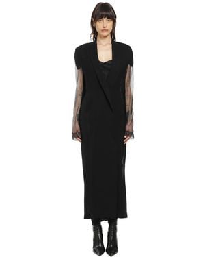 Yehuafan Semi-Sheer Tulle Coat - Black