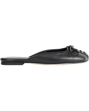 NVL-GARDE Lace Up Flat Open Back Ballerinas - Black