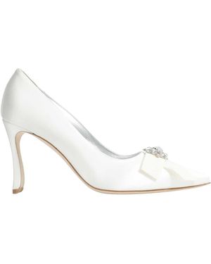 Manolo Blahnik Apius Satin Jewel Embellished Pumps - White