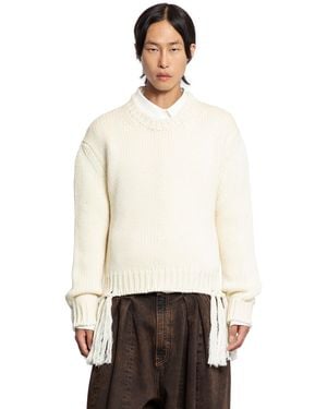 Hed Mayner Sweater With Fringes - White