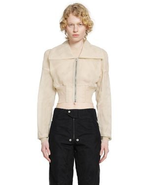 Rick Owens Dracucollar Cropped Bomber Jacket - Natural
