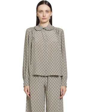 Gucci Printed Silk Shirt - Gray