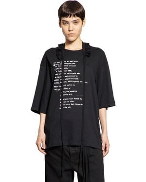Ann Demeulemeester Agapi Printed T-shirt With Detachable Collar - Black